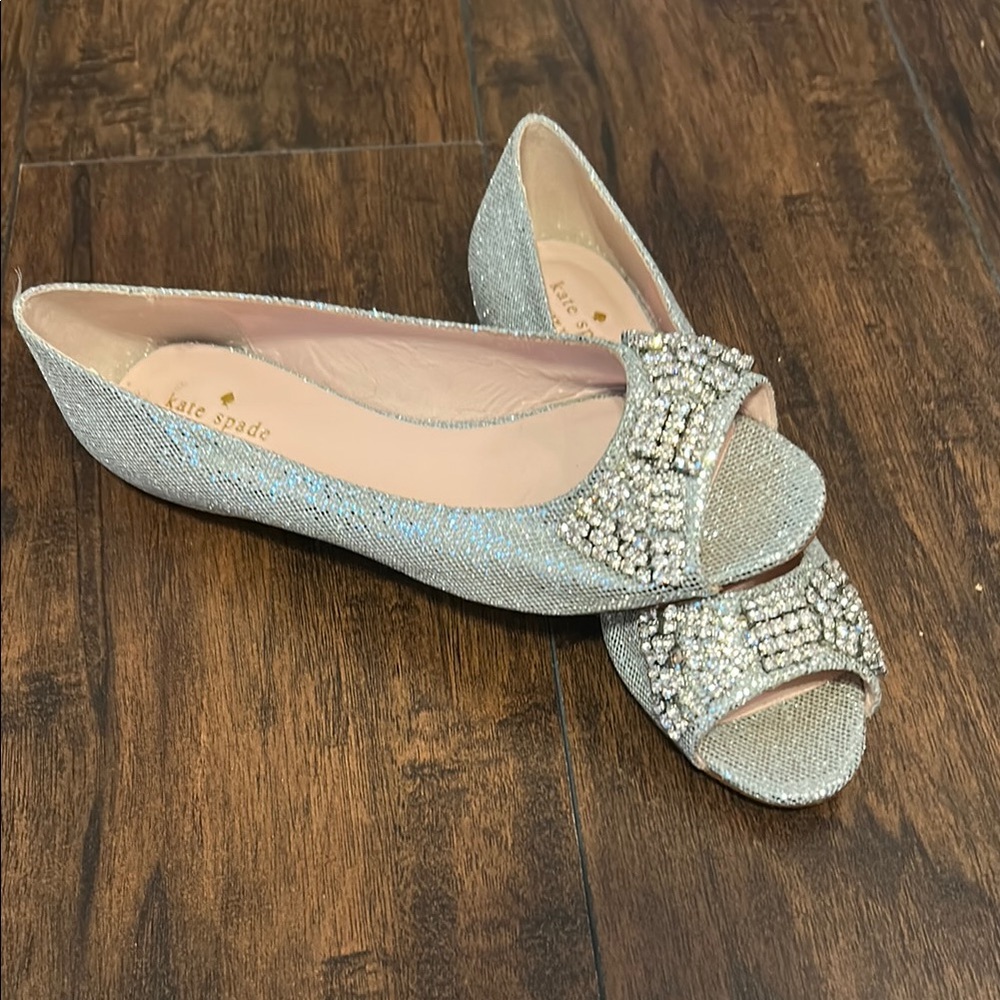 Kate Spade Silver Embellished Flats